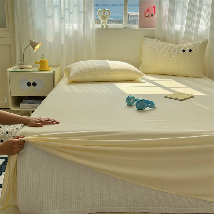 91家纺网 家纺一手货源 找家纺 丽涵家纺 2025新款全棉大雁纹单品床单床单三件套 good浅米黄