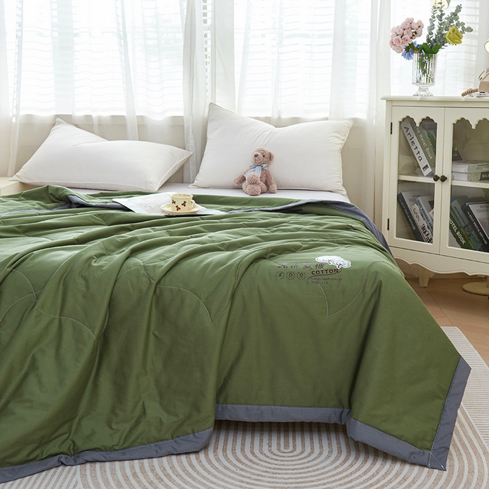 91家纺网 家纺一手货源 找家纺 被多多 2025新款全棉纯棉羽丝棉夏被夏凉被空调被 墨绿