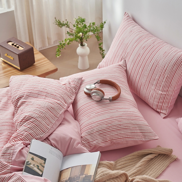 91家纺网 家纺一手货源 找家纺 （总）千朵森  2025新款全棉色织提花条纹四件套