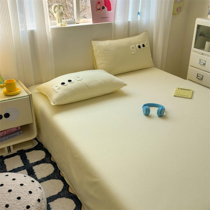 91家纺网 家纺一手货源 找家纺 丽涵家纺 2025新款全棉大雁纹单品床单床单三件套 good浅米黄