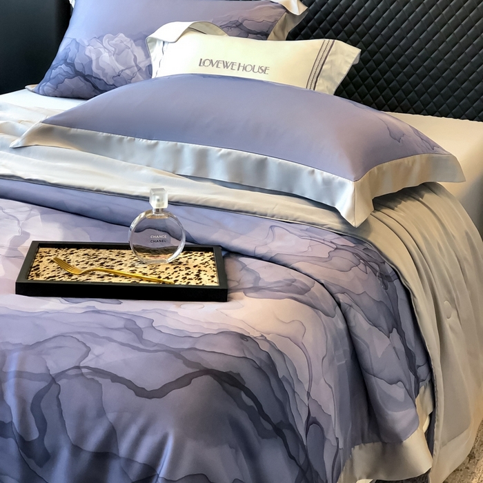 91家纺网 家纺一手货源 找家纺 若未家居 LOVEWE HOUSE 2025新中式60天丝床盖夏被四件套水墨