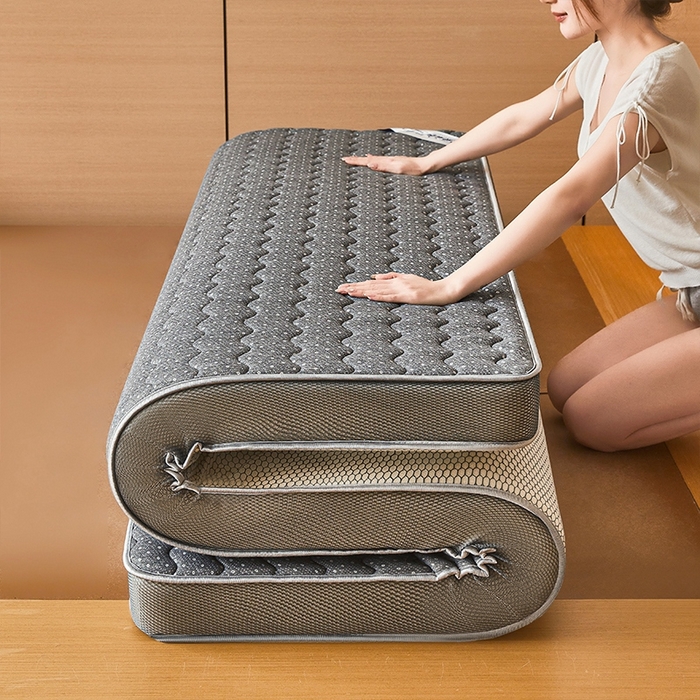 91家纺网 家纺一手货源 找家纺 锦逸2025新款针织棉乳胶海绵床垫 灰