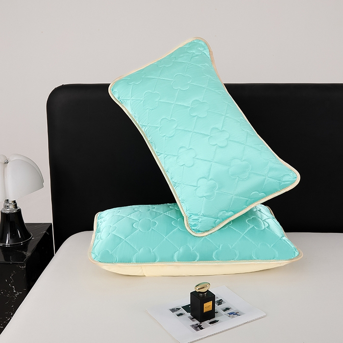 91家纺网 家纺一手货源 找家纺 梦舒羽 2025新款夏季冰丝凉感夹棉枕套单人一对装可水洗加厚枕头套宿舍48x74cm枕芯套 夹棉加厚-水蓝色