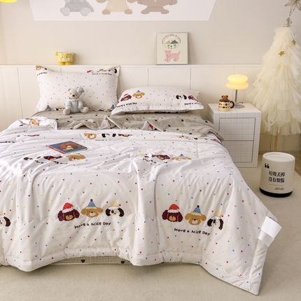 91家纺网 家纺一手货源 找家纺 （总）宝薇家纺2025新款超柔云朵棉糯糯棉云感水洗棉夏被四件套