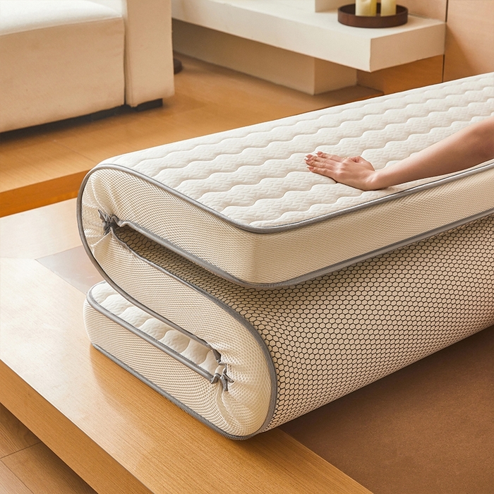 91家纺网 家纺一手货源 找家纺 锦逸2025新款针织棉乳胶海绵床垫 白