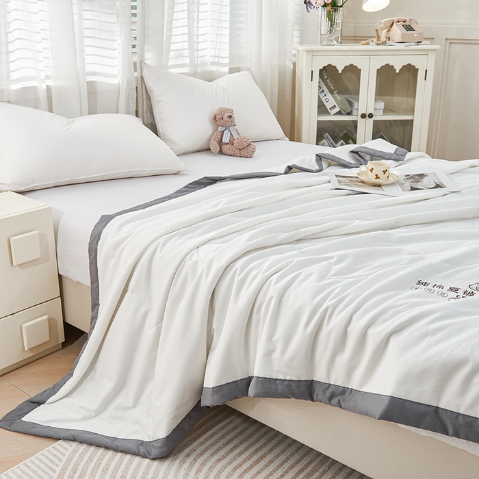 91家纺网 家纺一手货源 找家纺 被多多 2025新款全棉纯棉羽丝棉夏被夏凉被空调被 珍珠白