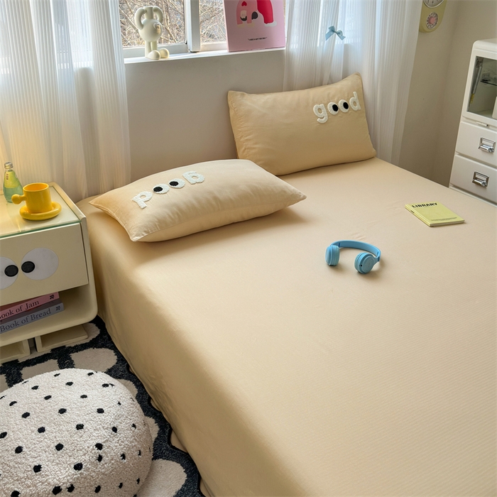 91家纺网 家纺一手货源 找家纺 丽涵家纺 2025新款全棉大雁纹单品床单床单三件套 good香槟金