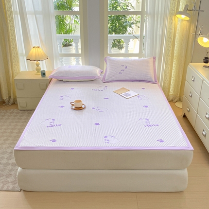 91家纺网 家纺一手货源 找家纺 鑫顺欣 2025新款A类凉感冰豆豆床单凉席 卡皮巴拉-黛紫