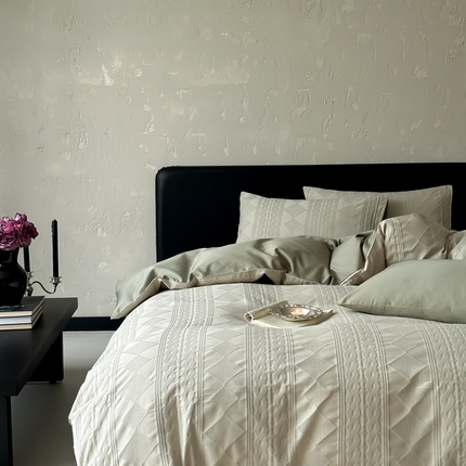 91家纺网 家纺一手货源 找家纺 （总）玉宇阁家居 2025新款全棉大提花四件套安缦春也系列（100S）床笠款套件可定制（适用于 10-22cm 高床垫）