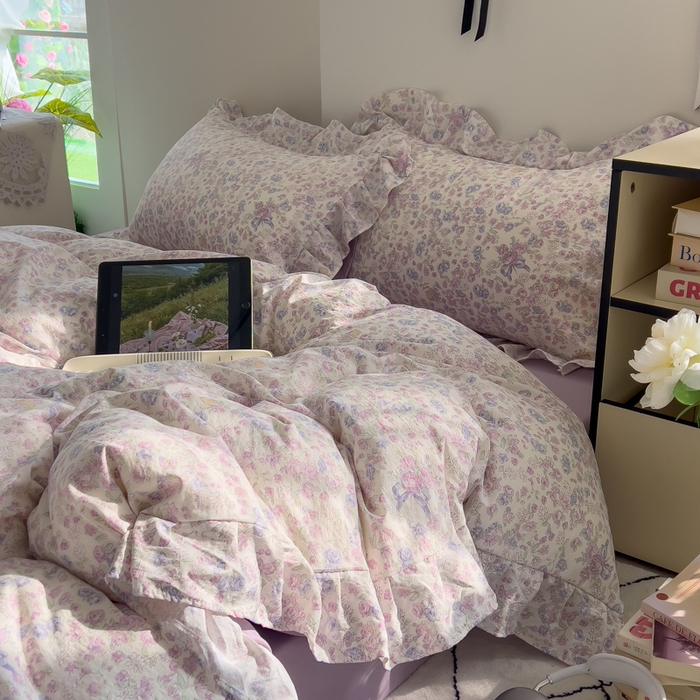 91家纺网 家纺一手货源 找家纺 （总）希丞家居 2025新款云感提花双层纱花边四件套