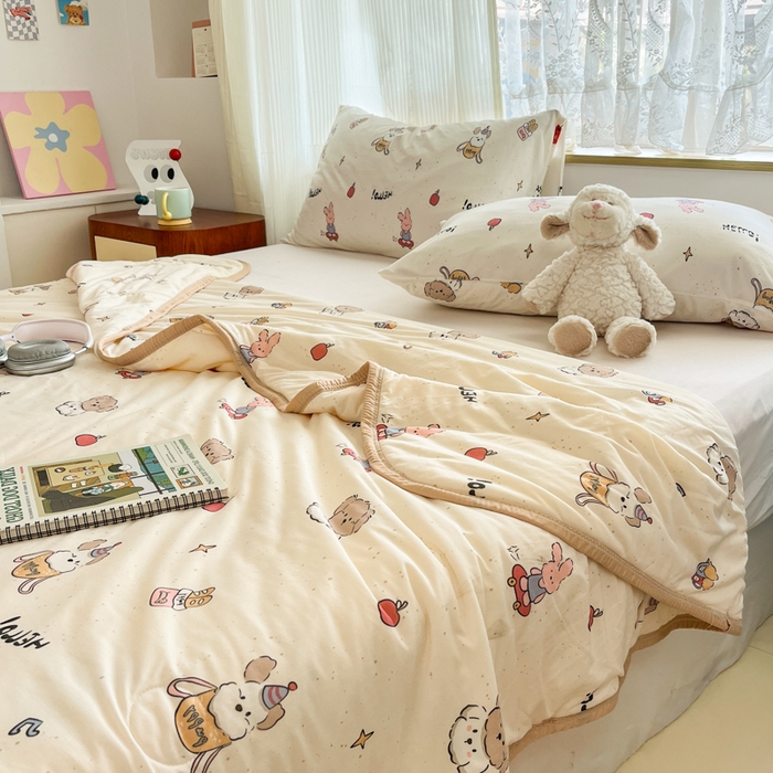 91家纺网 家纺一手货源 找家纺 葡萄家 2025新款A类母婴级大豆纤维牛奶丝针织棉夏凉被（提供买家秀）你好小狗