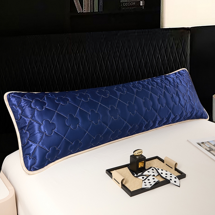 91家纺网 家纺一手货源 找家纺 梦舒羽 2025新款夏季冰丝凉感夹棉枕套双人情侣枕头套加长加厚枕芯套1.5m内胆套 夹棉加厚-深海蓝