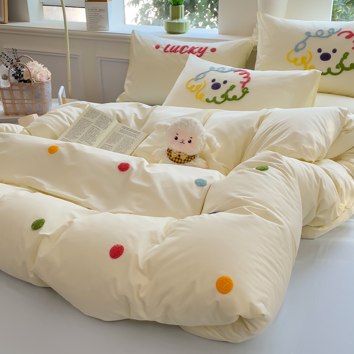 91家纺网 家纺一手货源 找家纺 （总）锦觅家纺  2025新款奶油小清新毛巾绣全棉纯棉四件套-风格一（专版散花必须控价）