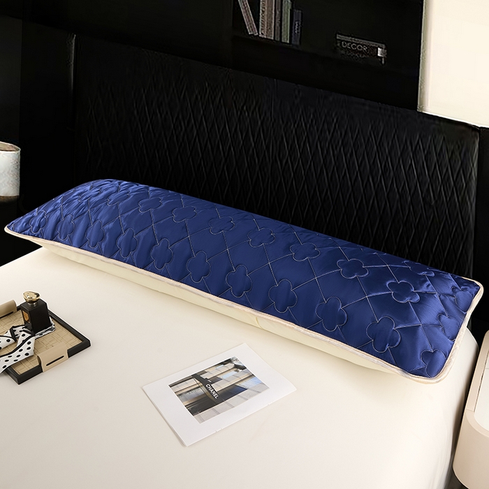 91家纺网 家纺一手货源 找家纺 梦舒羽 2025新款夏季冰丝凉感夹棉枕套双人情侣枕头套加长加厚枕芯套1.5m内胆套 夹棉加厚-深海蓝