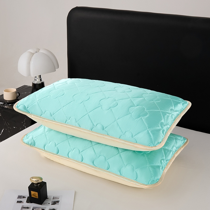 91家纺网 家纺一手货源 找家纺 梦舒羽 2025新款夏季冰丝凉感夹棉枕套单人一对装可水洗加厚枕头套宿舍48x74cm枕芯套 夹棉加厚-水蓝色