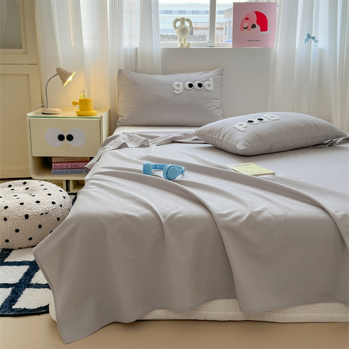 91家纺网 家纺一手货源 找家纺 丽涵家纺 2025新款全棉大雁纹单品床单床单三件套 good银沙灰