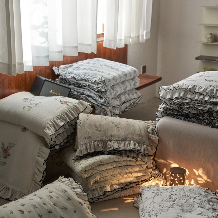 91家纺网 家纺一手货源 找家纺 安莱生活2025新款A类全棉双层皱皱纱夏凉被 叠拍图（仅供参考）