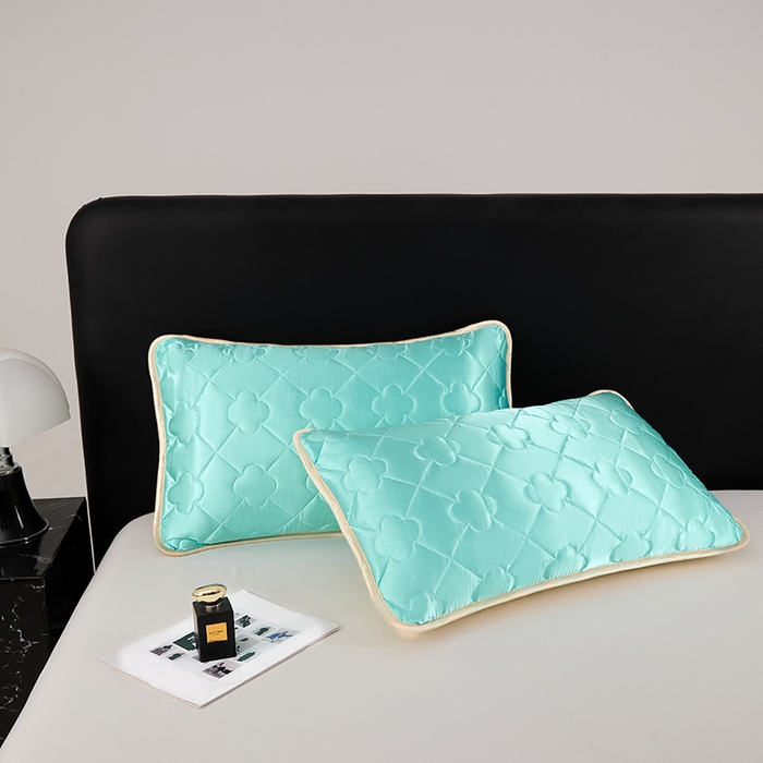 91家纺网 家纺一手货源 找家纺 梦舒羽 2025新款夏季冰丝凉感夹棉枕套单人一对装可水洗加厚枕头套宿舍48x74cm枕芯套 夹棉加厚-水蓝色