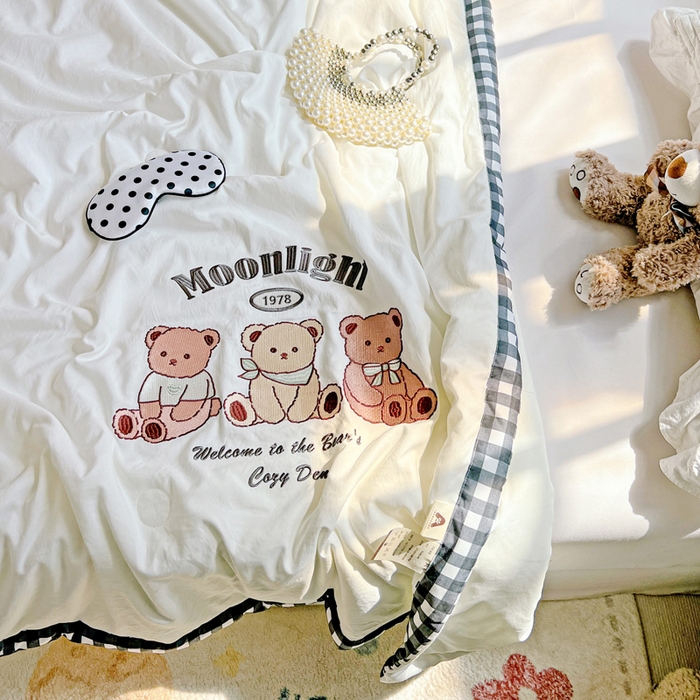 91家纺网 家纺一手货源 找家纺 海岛哥哥 2025年新款绣花夏被 三只小熊-黑