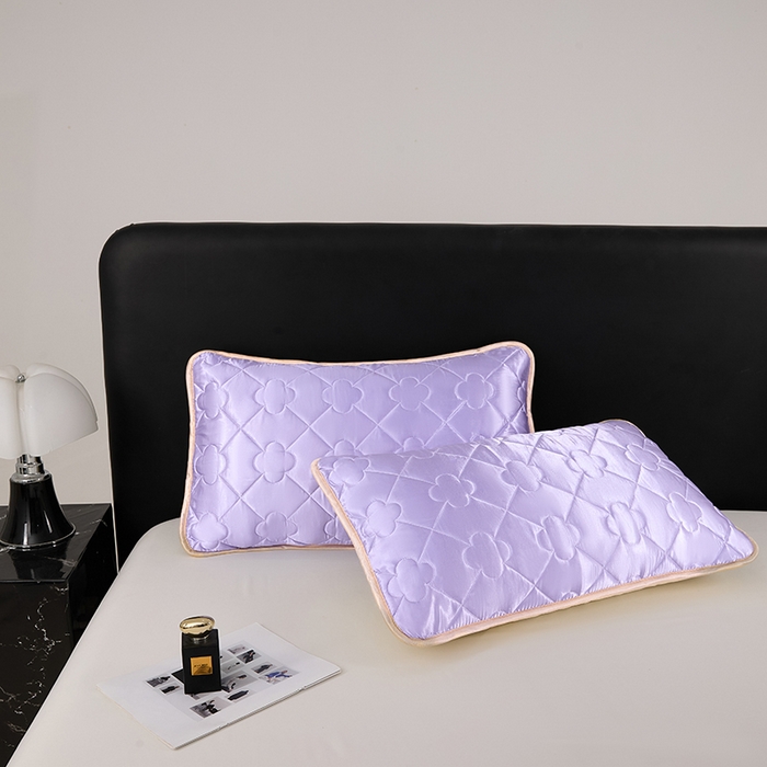 91家纺网 家纺一手货源 找家纺 梦舒羽 2025新款夏季冰丝凉感夹棉枕套单人一对装可水洗加厚枕头套宿舍48x74cm枕芯套 夹棉加厚-雪青色