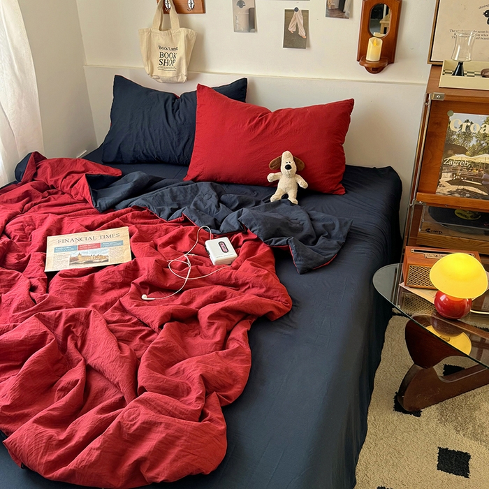 91家纺网 家纺一手货源 找家纺 （总）耀达家居 2025新款水洗棉双拼夏被四件套