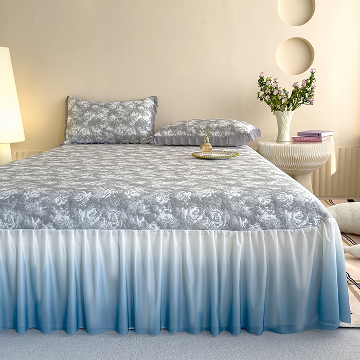 91家纺网 家纺一手货源 找家纺 冬然家纺 2025新款冰豆豆席子凉席床裙款 梦幻玫瑰-灰