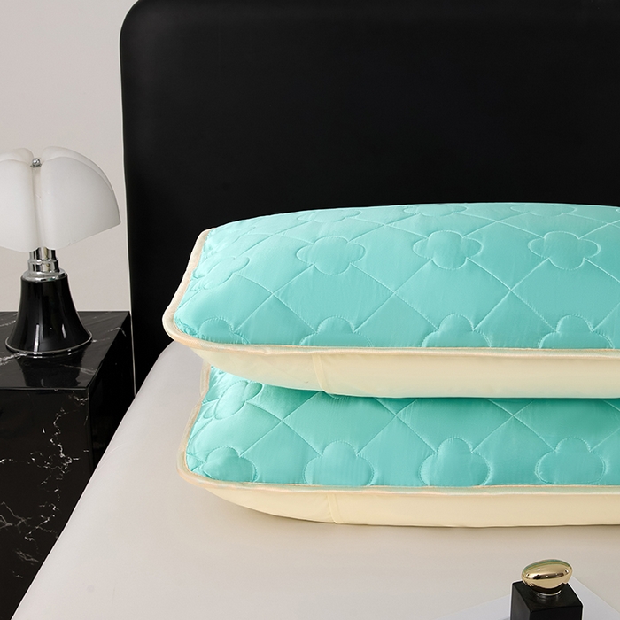 91家纺网 家纺一手货源 找家纺 梦舒羽 2025新款夏季冰丝凉感夹棉枕套单人一对装可水洗加厚枕头套宿舍48x74cm枕芯套 夹棉加厚-水蓝色