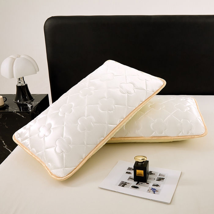 91家纺网 家纺一手货源 找家纺 梦舒羽 2025新款夏季冰丝凉感夹棉枕套单人一对装可水洗加厚枕头套宿舍48x74cm枕芯套 夹棉加厚-珍珠白