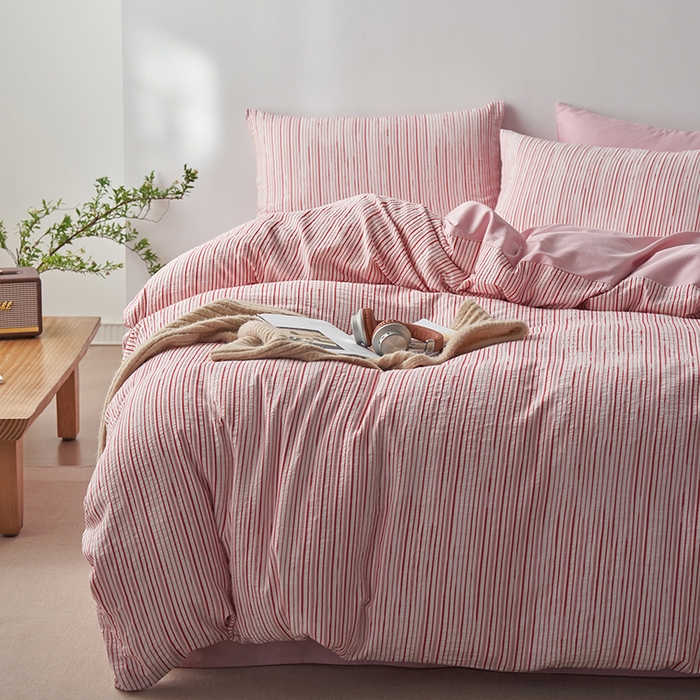 91家纺网 家纺一手货源 找家纺 （总）千朵森  2025新款全棉色织提花条纹四件套