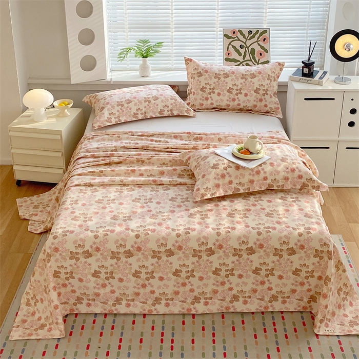 91家纺网 家纺一手货源 找家纺 凯磊2025新款老粗布印花单品床单床单单件 暖花甜梦