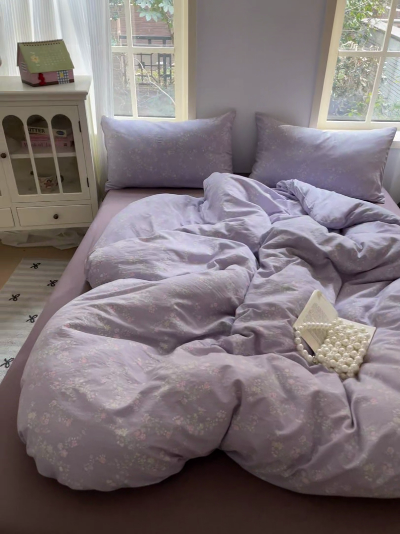 91家纺网 家纺一手货源 找家纺 初念 2025新款云感针织双层纱三件套-四件套【提供买家秀】 樱花落落