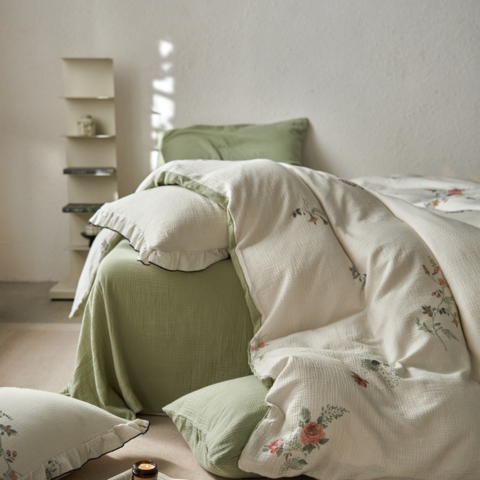 91家纺网 家纺一手货源 找家纺 （总）安莱生活2025年新款全棉精梳棉双层纱绉纱数码印花四件套及夏凉被系列3