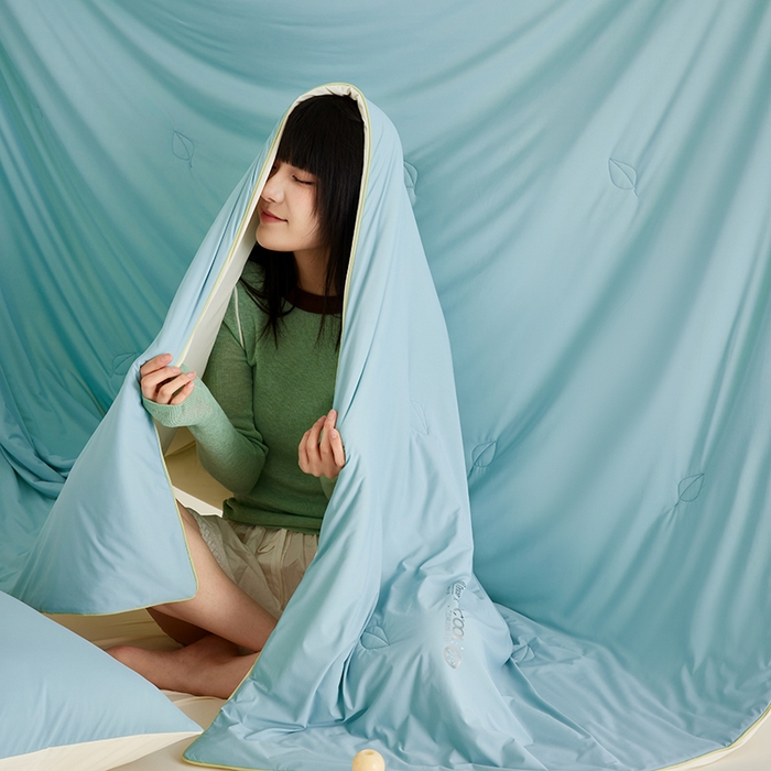 91家纺网 家纺一手货源 找家纺 莱福仕家纺 2025新款凉感兰精天丝夏被系列 松石蓝