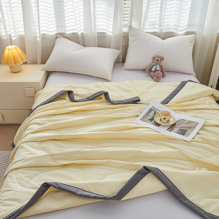 91家纺网 家纺一手货源 找家纺 被多多 2025新款全棉纯棉羽丝棉夏被夏凉被空调被 奶油黄