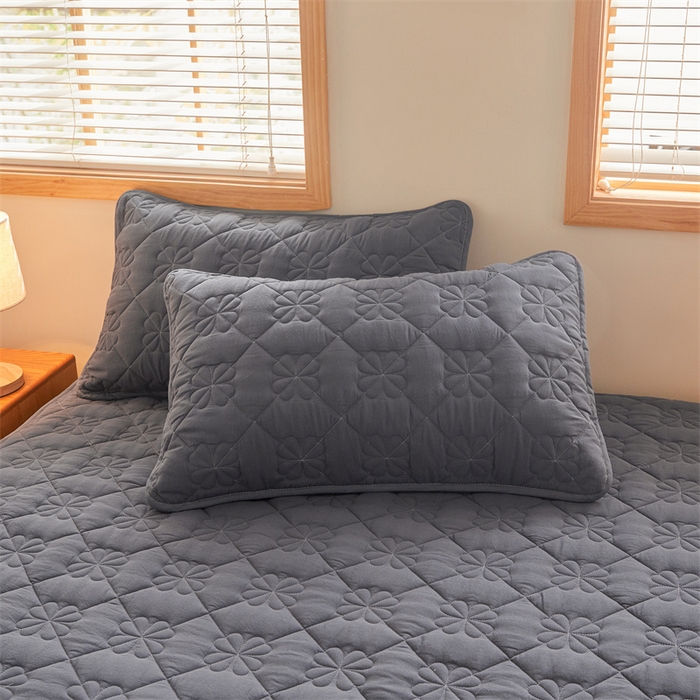 91家纺网 家纺一手货源 找家纺 3C 2025新款A类全棉四叶草防水隔脏床笠 防水 浅语-星空灰