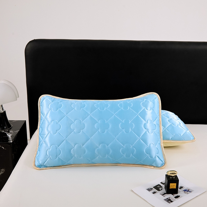 91家纺网 家纺一手货源 找家纺 梦舒羽 2025新款夏季冰丝凉感夹棉枕套单人一对装可水洗加厚枕头套宿舍48x74cm枕芯套 夹棉加厚-天空蓝