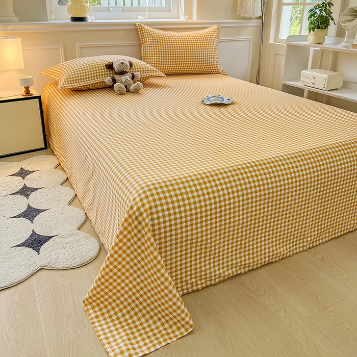 91家纺网 家纺一手货源 找家纺 馨乐家纺 2025新款亲肤印花芦荟棉单品床单第二批 心动黄