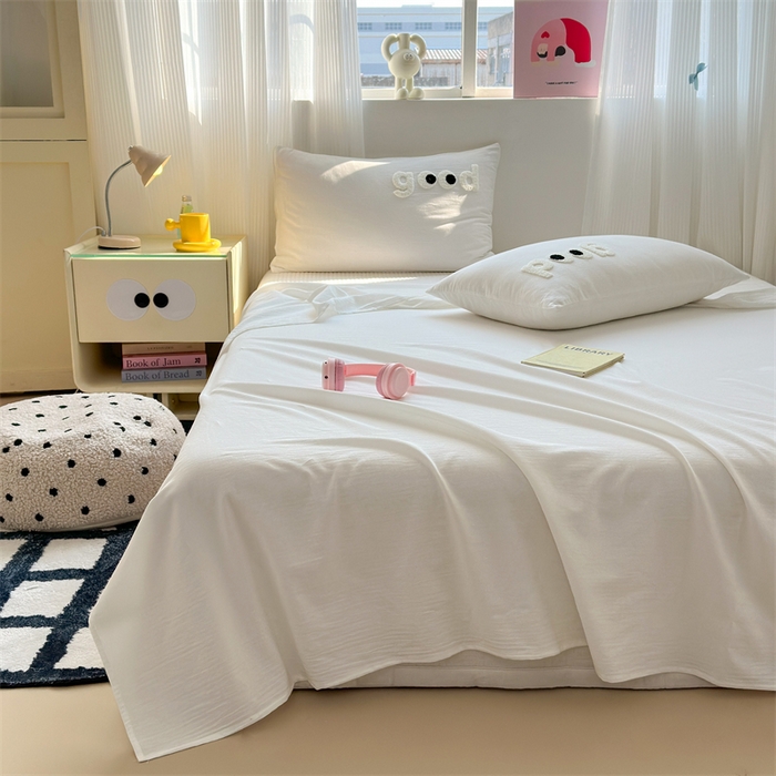 91家纺网 家纺一手货源 找家纺 丽涵家纺 2025新款全棉大雁纹单品床单床单三件套 good象牙白