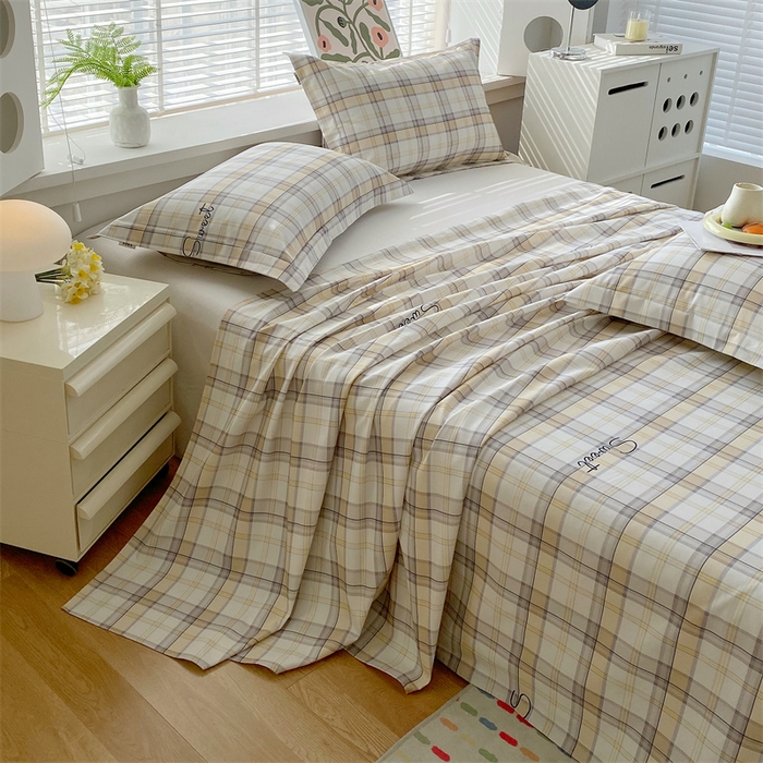 91家纺网 家纺一手货源 找家纺 凯磊2025新款老粗布印花单品床单床单单件 暖格舒居