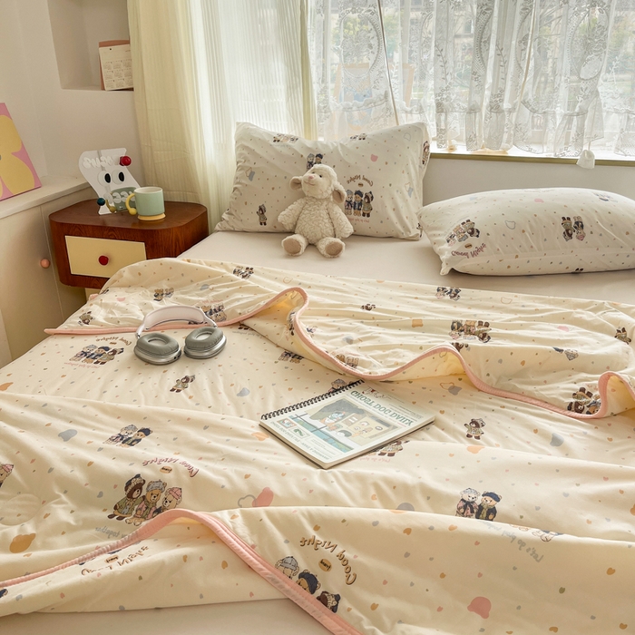 91家纺网 家纺一手货源 找家纺 葡萄家 2025新款A类母婴级大豆纤维牛奶丝针织棉夏凉被（提供买家秀）晚安熊