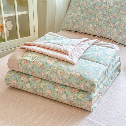 91家纺网 家纺一手货源 找家纺 欧喜璐 2025新款里外全棉夏凉被 柏林梦境-绿