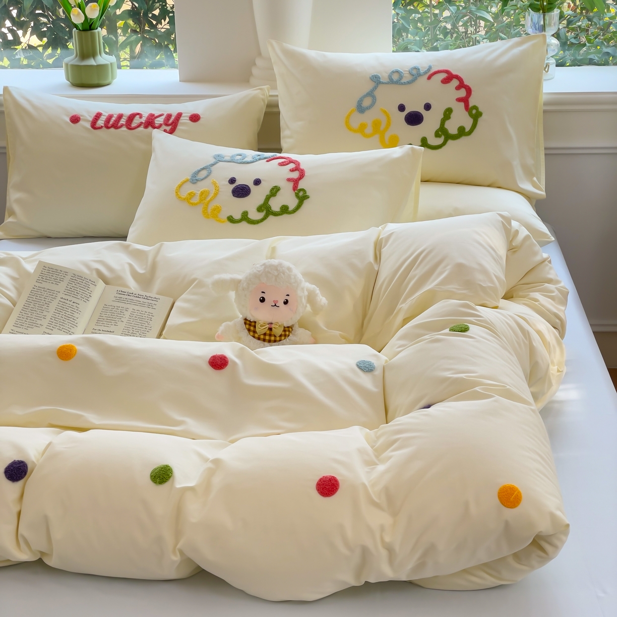 91家纺网 家纺一手货源 找家纺 （总）锦觅家纺  2025新款奶油小清新毛巾绣全棉纯棉四件套-风格一（专版散花必须控价）