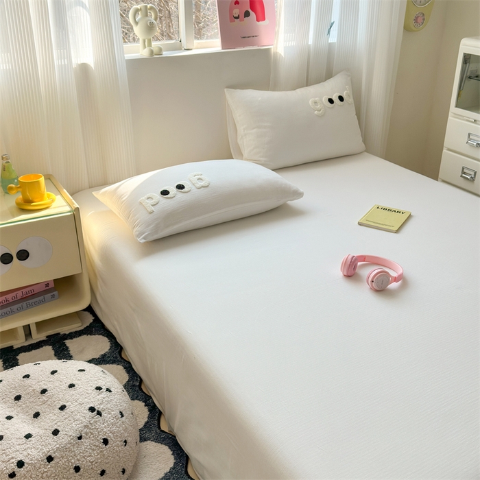 91家纺网 家纺一手货源 找家纺 丽涵家纺 2025新款全棉大雁纹单品床单床单三件套 good象牙白