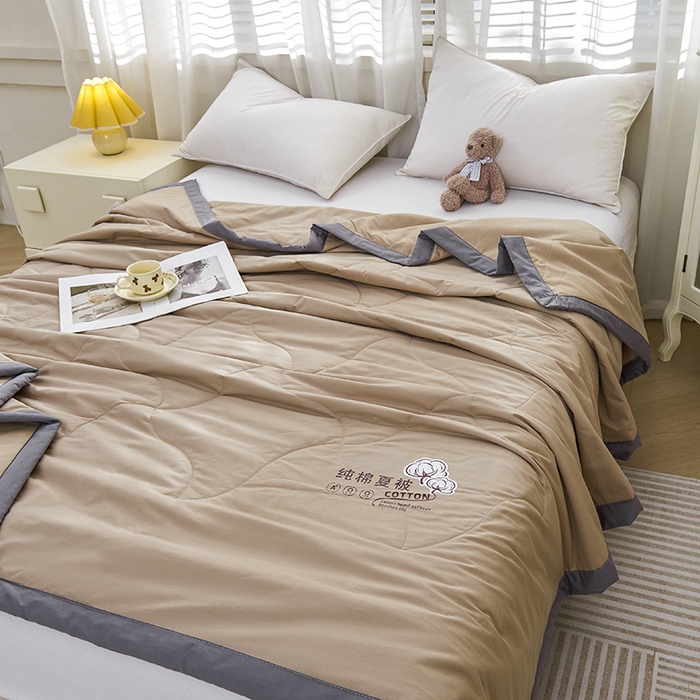 91家纺网 家纺一手货源 找家纺 被多多 2025新款全棉纯棉羽丝棉夏被夏凉被空调被 咖色