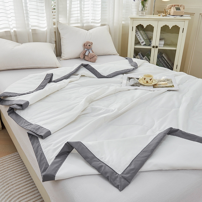 91家纺网 家纺一手货源 找家纺 被多多 2025新款全棉纯棉羽丝棉夏被夏凉被空调被 珍珠白