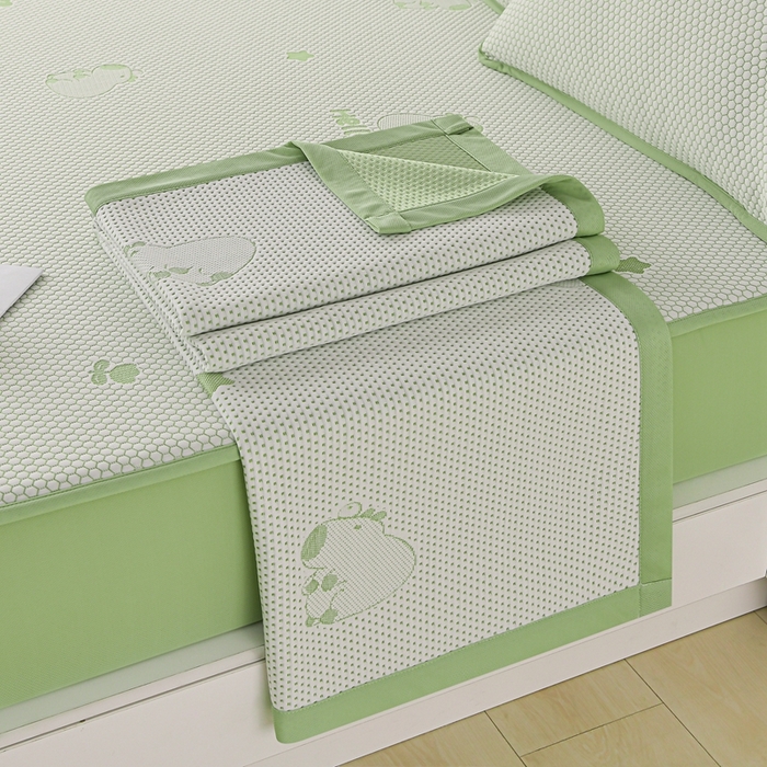 91家纺网 家纺一手货源 找家纺 梦之星 2025新款凉豆豆凉席三件套 卡比巴拉床笠款-绿