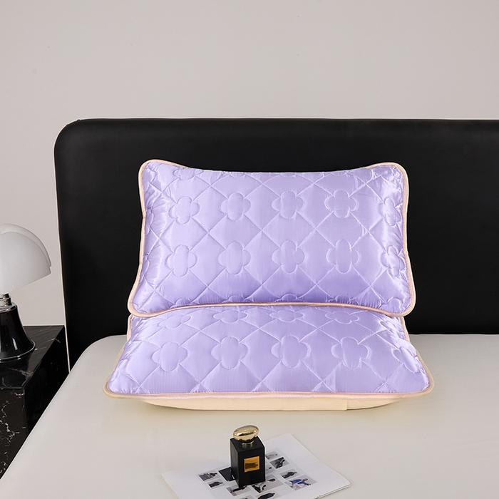 91家纺网 家纺一手货源 找家纺 梦舒羽 2025新款夏季冰丝凉感夹棉枕套单人一对装可水洗加厚枕头套宿舍48x74cm枕芯套 夹棉加厚-雪青色