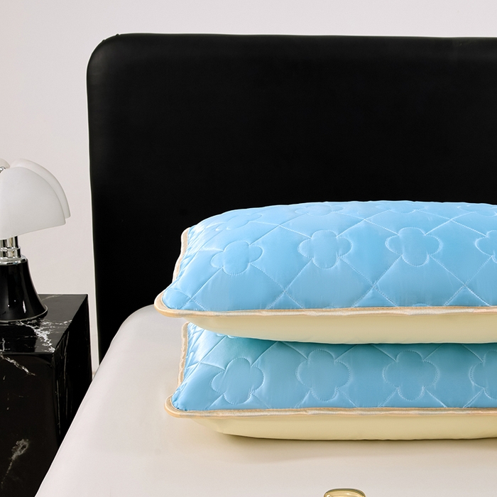 91家纺网 家纺一手货源 找家纺 梦舒羽 2025新款夏季冰丝凉感夹棉枕套单人一对装可水洗加厚枕头套宿舍48x74cm枕芯套 夹棉加厚-天空蓝