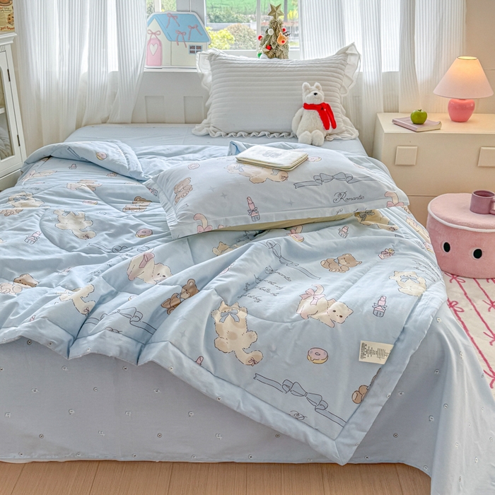 91家纺网 家纺一手货源 找家纺 欧喜璐 2025新款里外全棉夏凉被奶油阿布-兰