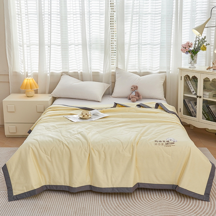 91家纺网 家纺一手货源 找家纺 被多多 2025新款全棉纯棉羽丝棉夏被夏凉被空调被 奶油黄